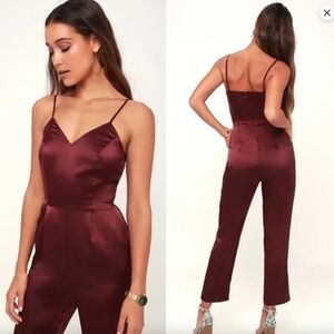 Burgundy Lulus Touch of Heaven Jumpsuit Size Small